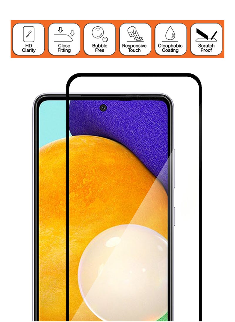 NAFCO - For Samsung Galaxy A52 5G / A52s 5G - Full Glue Tempered Glass Screen Protector - Advanced Border-Less Full Edge to Edge ,Shatterproof , High Responsiveness , Higher Transparency , Quick to Install ,Anti-scratch and Bubble-free Screen Protector - Black - Image 1