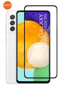 NAFCO For Samsung Galaxy A52 5G / A52s 5G - Full Glue Tempered Glass Screen Protector - Advanced Border-Less Full Edge to Edge ,Shatterproof , High Responsiveness , Higher Transparency , Quick to Install ,Anti-scratch and Bubble-free Screen Protector - Black  - Image 1