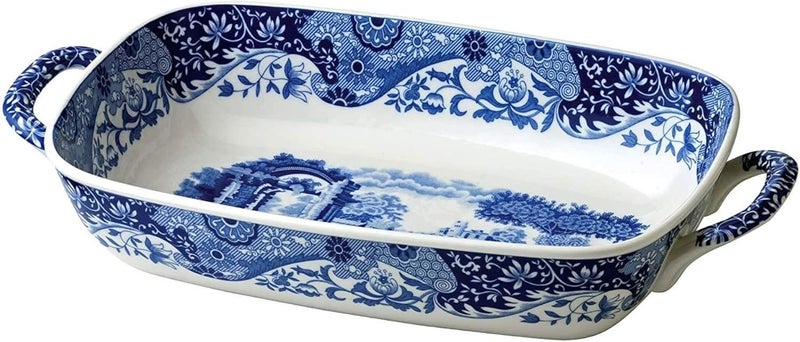 Spode Blue Italian Handled Serving Dish - 11.5 x 8 Inch Porcelain Dish with Vibrant Blue Pattern - Image 1