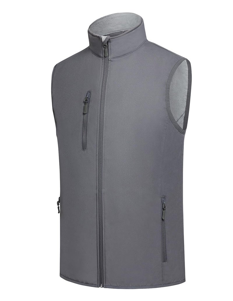 fit space Men's Lightweight Vest Softshell Sleeveless Windproof Jacket with Zipper Pcoket Cycling Travel Hiking Running Golf (Grey, 3X-Large) - Image 1