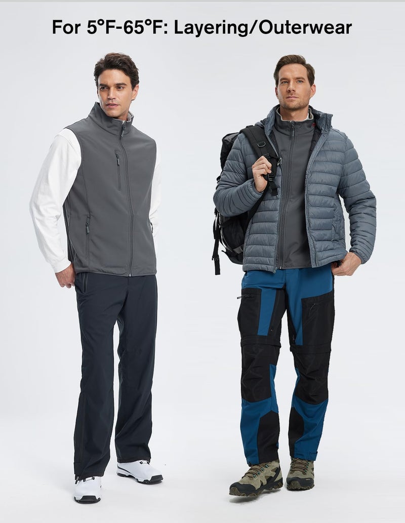 fit space Men's Lightweight Vest Softshell Sleeveless Windproof Jacket with Zipper Pcoket Cycling Travel Hiking Running Golf (Grey, 3X-Large) - Image 3