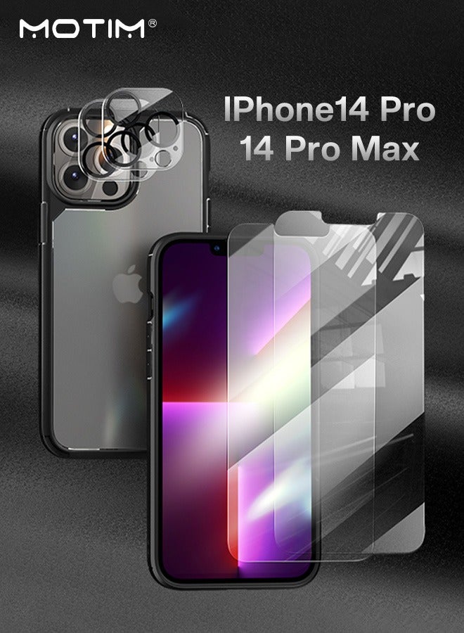 Motim 5 in 1 Phone Case +2 Lens Film +2 Screen Film Compatible for iPhone 14 Pro/14 Pro Max Military-Grade Drop Protection Shockproof Slim Phone Case - Image 1