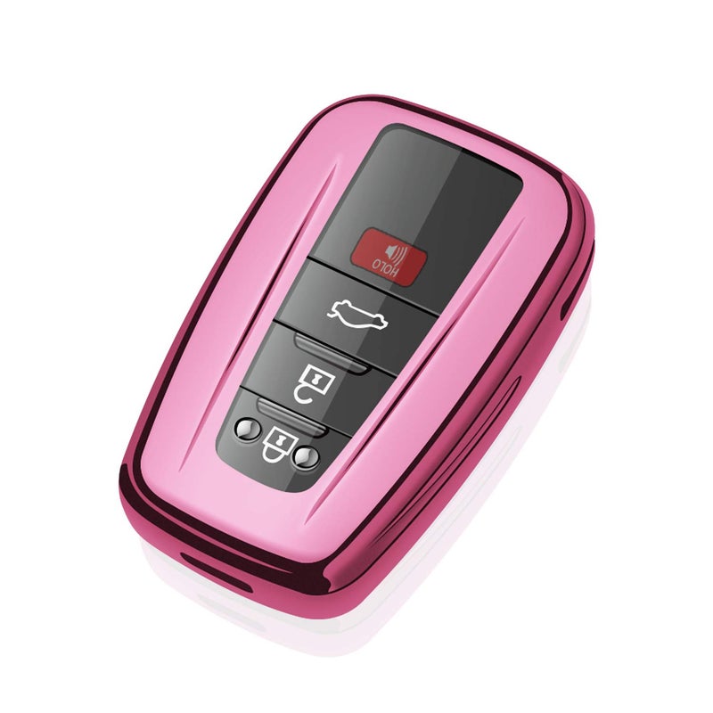 Tukellen for Toyota Key Fob Cover Special Soft TPU Key Shell Case Protector Compatible with 20182024 Camry Avalon CHR Prius Corolla GT86 Highlander RAV4 4Runner PradoPink