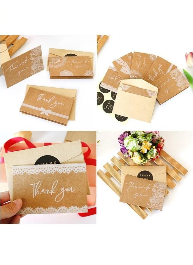 Paper Thank You Cards Thank Greeting Card Includes Pack of 12, 6 Different Designs with Envelopes and Stickers for Wedding, Baby Shower, Thanksgiving Day Cards, Thank You Card