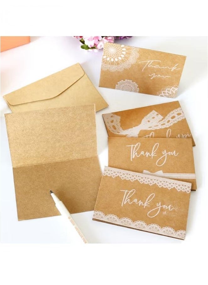 Paper Thank You Cards Thank Greeting Card Includes Pack of 12, 6 Different Designs with Envelopes and Stickers for Wedding, Baby Shower, Thanksgiving Day Cards, Thank You Card