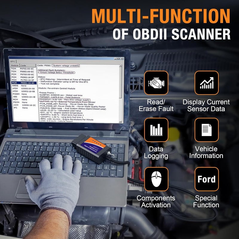 OBDMONSTER ELM327 OBD2 USB Adapter for Windows, ELMconfig Scanner with MS CAN/HS CAN Switch for Scan F150 F250 Car and Light Truck Check Engine Light, Diagnosis on Windows with V1.5 Chip - Image 2
