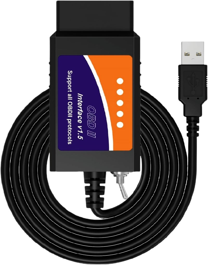 OBDMONSTER ELM327 OBD2 USB Adapter for Windows, ELMconfig Scanner with MS CAN/HS CAN Switch for Scan F150 F250 Car and Light Truck Check Engine Light, Diagnosis on Windows with V1.5 Chip - Image 1