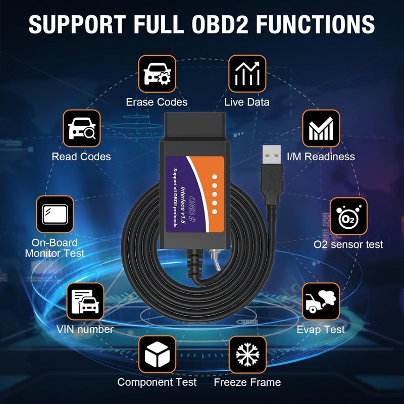 OBDMONSTER ELM327 OBD2 USB Adapter for Windows, ELMconfig Scanner with MS CAN/HS CAN Switch for Scan F150 F250 Car and Light Truck Check Engine Light, Diagnosis on Windows with V1.5 Chip - Image 4