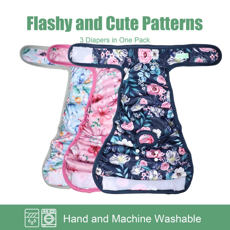 wegreeco Washable Reusable Premium Dog Diapers,Pack of 3,Small Dog Puppy & Doggy Diapers Female,Dog Period Panties Diapers Female in Heat - Image 4