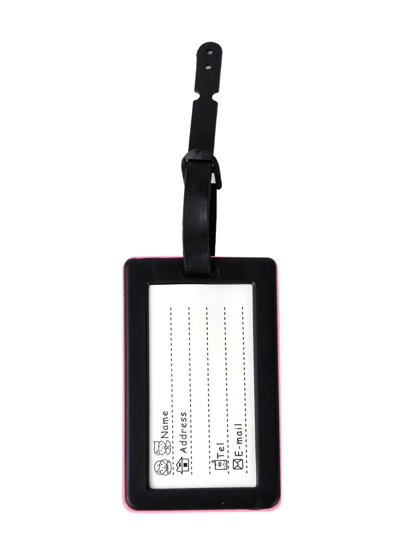 Cuisine Art Luggage Tag with Name ID Card, Personalized Identifier ID Labels, Flexible PVC Travel Tags, Secure Travel Luggage Labels for Baggage Identity, Suitcase Tag  – "Excuse Me, Not Your Bag" Design, Pink