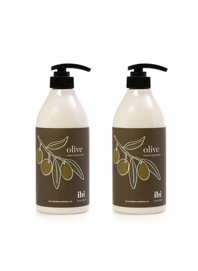 iBi Mineral Oil Free Daily Moisturizing Lotion Hand and Body Lotion For Dry Skin Made In Korea , 2 Pump Bottle (Olive, 25.4 oz-750ml) - Image 1