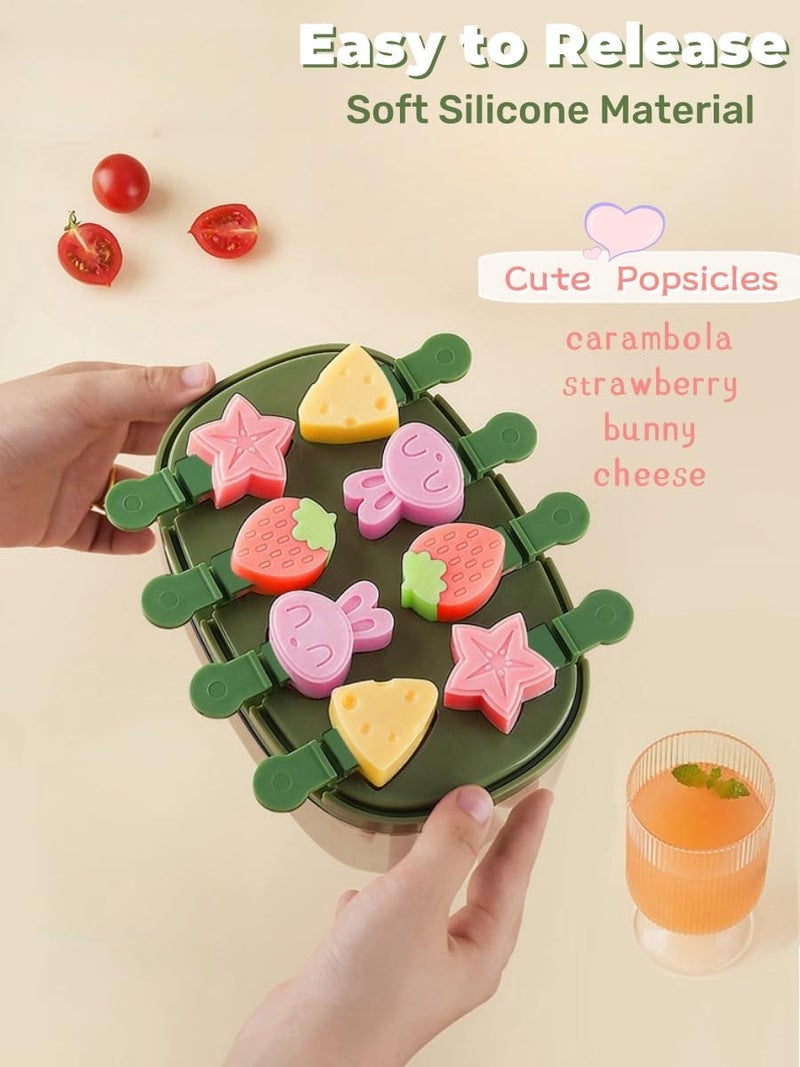 Zigihos Silicone Popsicle Molds, Dinosaur Animal Small Mini Popsicles Molds, Fun Shaped Homemade Ice Popsicle Molds Set, BPA Free (Green-crocodile(8 pieces)) - Image 3
