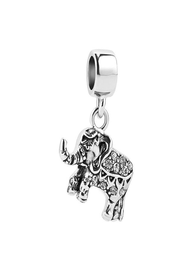MiiFort Lucky Elephant Charm fits Pandora Charms Bracelets Animal Dangle Bead Birthday Christmas Clear Cyrstal - Image 1