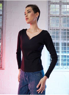 SASSAFRAS Sweetheart Neck Rib Knit Top by Styli  - Image 3