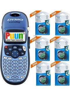 Puun Dymo Letratag Lt 100 Handheld Personal Labeling Machine + 1 Original + 6 Brand 91204-59425 Green 12MM x 4 mt Equivalent Labels 