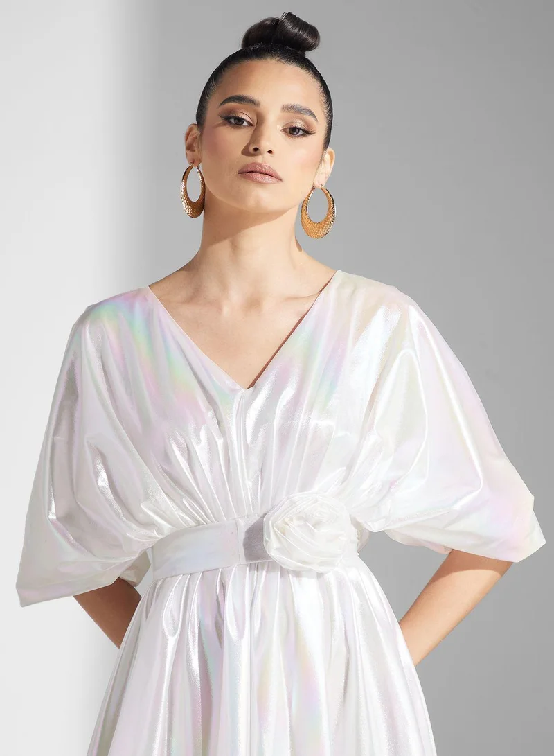 Golden Apple Iridescent Puff Sleeve Dress
