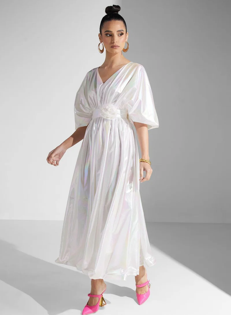 Golden Apple Iridescent Puff Sleeve Dress