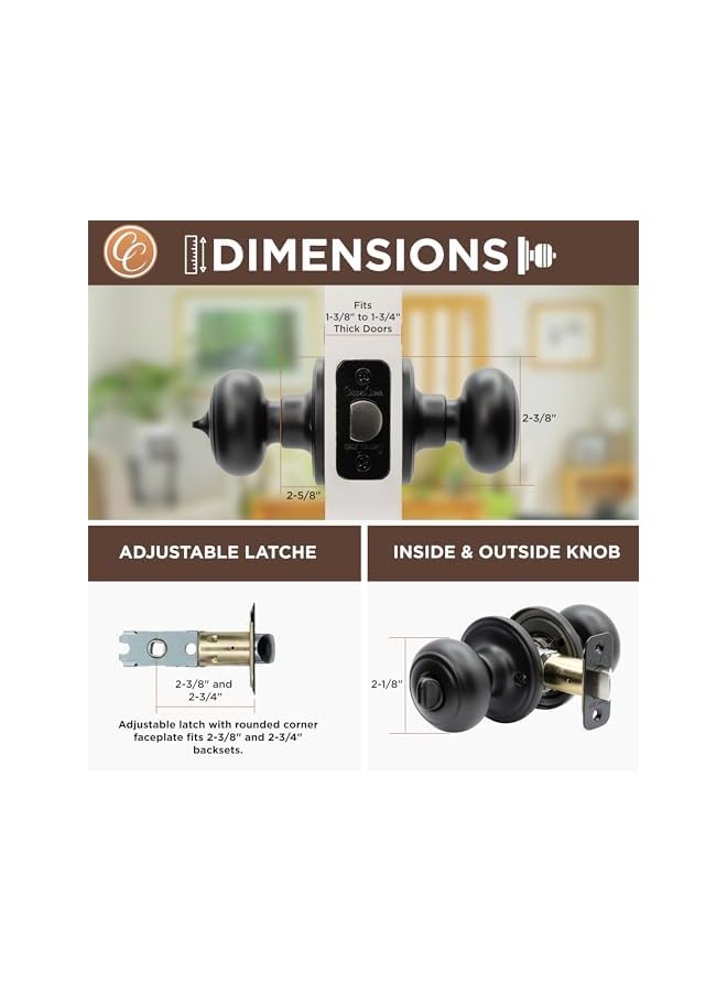 promass CK2030BC Colonial Door Knob, Privacy Function, 1 Pack, in Black - Image 3