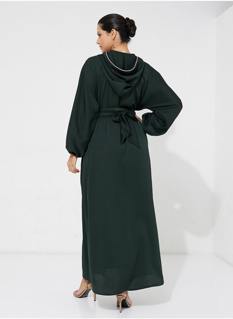 Rosette Abaya - Green Moroccan Abaya - Image 1