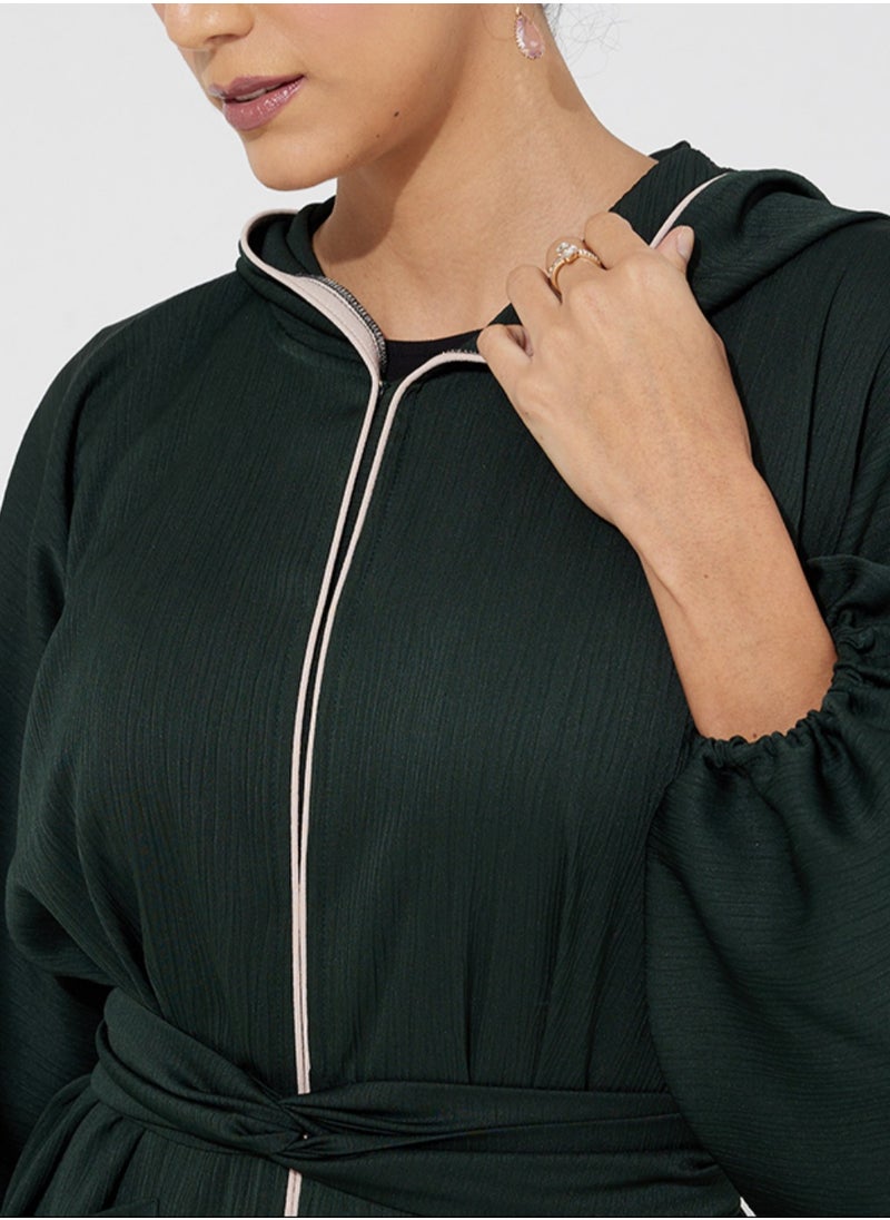 Rosette Abaya - Green Moroccan Abaya - Image 1