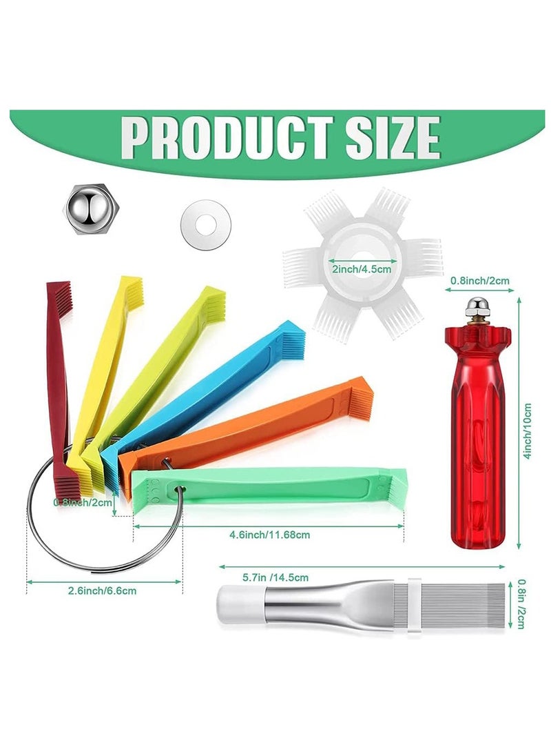 Arabest Air Conditioner Fin Cleaner Set, 3 Different Fin Comb Condenser Fin Straightener and 2 Different Brush Condenser, Radiator Repair Clean Tool Set, Air Conditioning Cleaning Tools  - Image 3