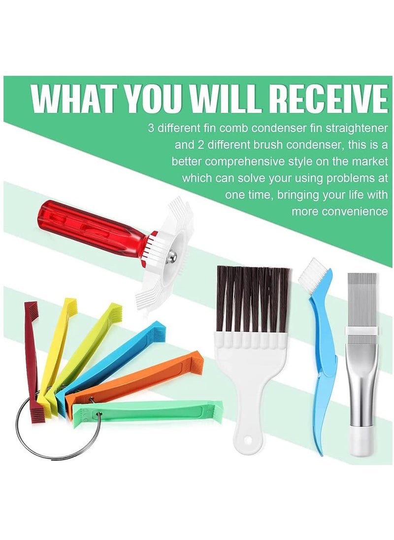 Arabest Air Conditioner Fin Cleaner Set, 3 Different Fin Comb Condenser Fin Straightener and 2 Different Brush Condenser, Radiator Repair Clean Tool Set, Air Conditioning Cleaning Tools  - Image 2