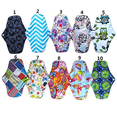 JOBEBE 10Pieces 10Inch Reusable Washable Menstraul Pads Sanitary Pads - Image 4