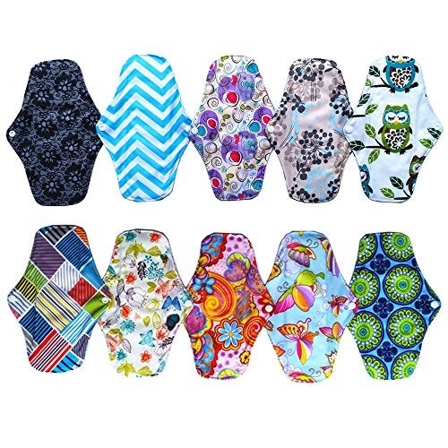 JOBEBE 10Pieces 10Inch Reusable Washable Menstraul Pads Sanitary Pads - Image 2