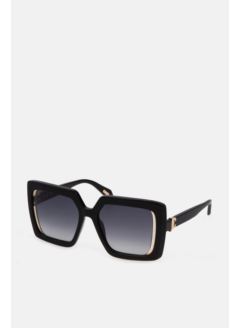 Just Cavalli Women's Square Shape  Acetate Sunglasses SJC027 530700 - Lens Size: 53 Mm - Shiny Black - Image 1
