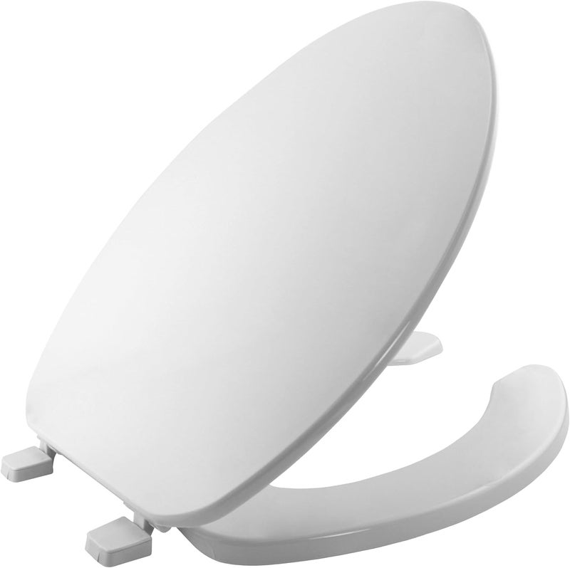 Bemis 175 Commercial Open Front Plastic Toilet Seat, Heavy Duty Industrial Seat with Lid, Elongated, White - Image 1