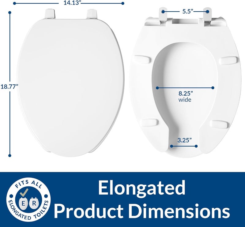 Bemis 175 Commercial Open Front Plastic Toilet Seat, Heavy Duty Industrial Seat with Lid, Elongated, White - Image 3