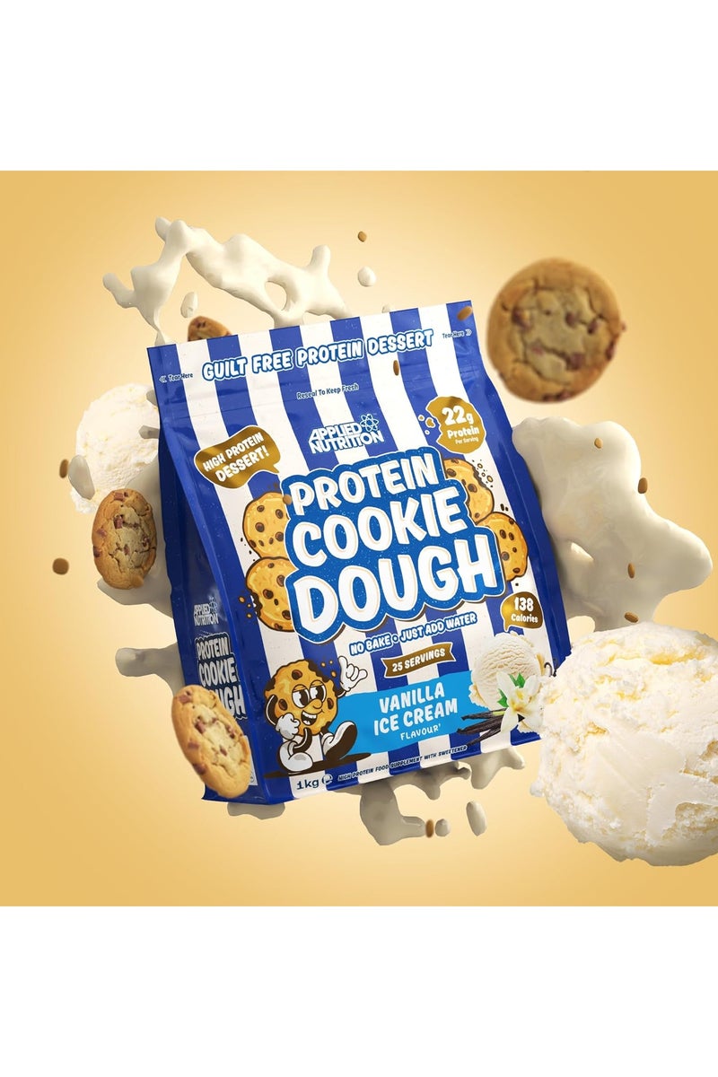 أبلايد نيوتريشن عجينة كوكيز البروتين من أبلايد نيوتريشن، 1 كجم - وجبة خفيفة غنية بالبروتين، أكثر من 22 جرامًا من البروتين لكل حصة، جاهزة للأكل - منخفضة السعرات الحرارية، وجبة صحية (1 كجم - 25 حصة) (آيس كريم فانيليا) - Image 2