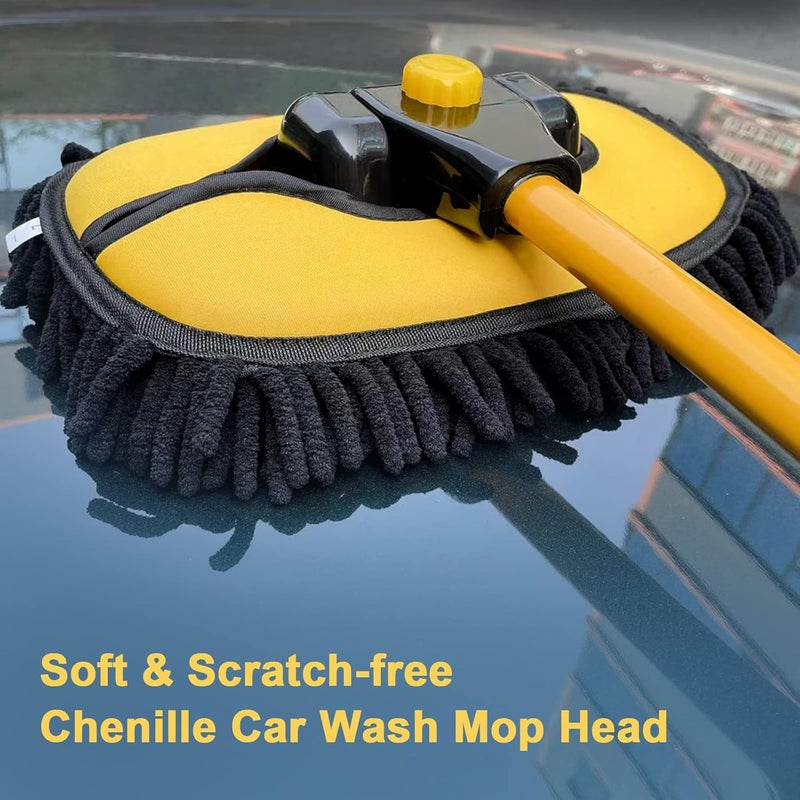 YeewayVeh Car Wash Brush with Long Handle and Replaceable Chenille Brush Head - Image 2
