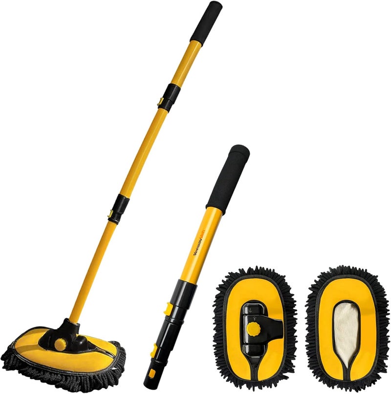 YeewayVeh Car Wash Brush with Long Handle and Replaceable Chenille Brush Head - Image 1