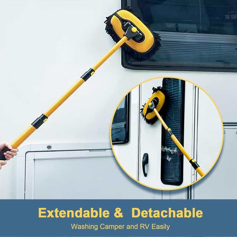 YeewayVeh Car Wash Brush with Long Handle and Replaceable Chenille Brush Head - Image 3