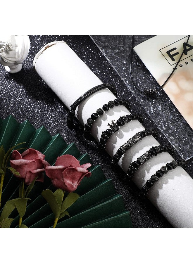 Kenning 40 Pieces King Crown Charms Round Zircon Rhinestone Beads Tube Cubic Zirconia Beads Diamond Cut Cube Bead Big Hole Spacer Beads For Jewelry Making Bracelet Connector Diy (Black Black Rhinestone) - Image 4