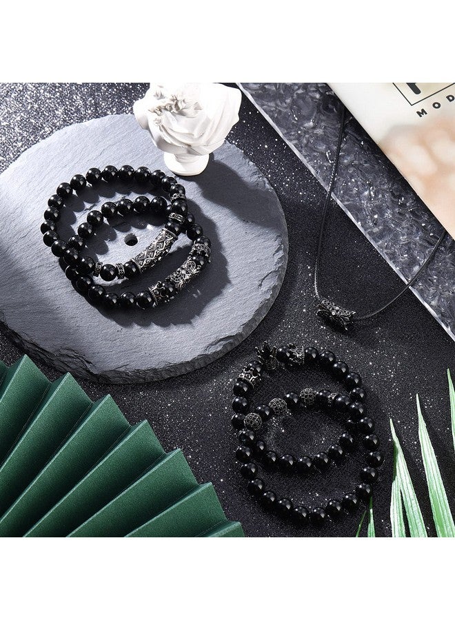 Kenning 40 Pieces King Crown Charms Round Zircon Rhinestone Beads Tube Cubic Zirconia Beads Diamond Cut Cube Bead Big Hole Spacer Beads For Jewelry Making Bracelet Connector Diy (Black Black Rhinestone) - Image 5