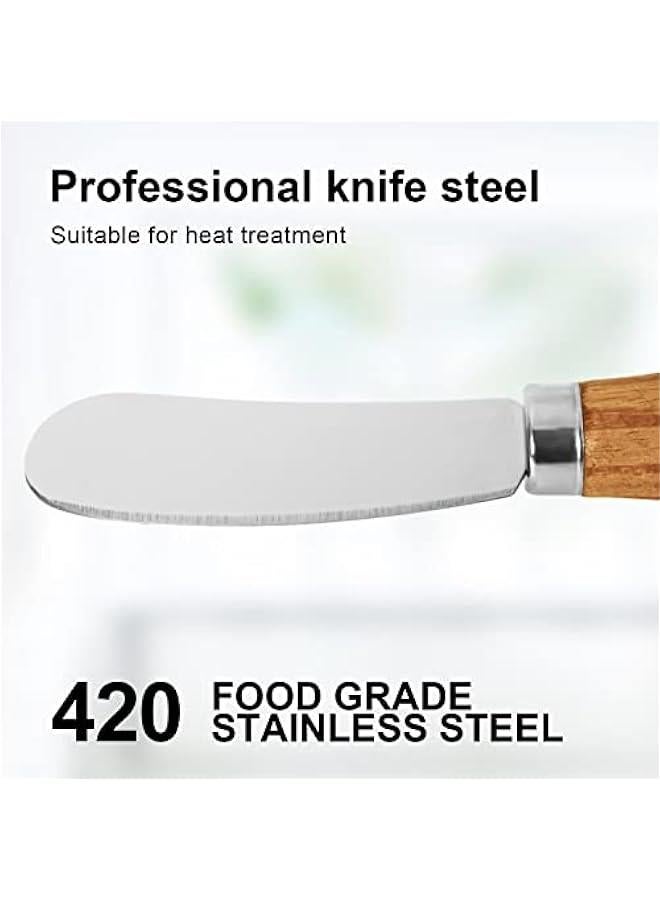Cute Cheese Knife Set with Wooden Handle for Picnic and Party, Food-Grade Stainless Steel Spreader Knives, 4.7 Inch, 2 Pieces  - Image 3
