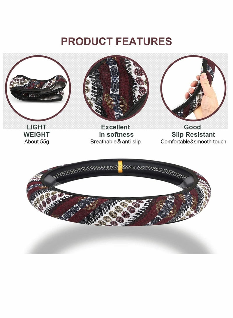 KASTWAVE Wheel Cover, 15 inch Universal Bohemian Style Steering Wheel Covers Cloth Car Accessories for Women - Image 3