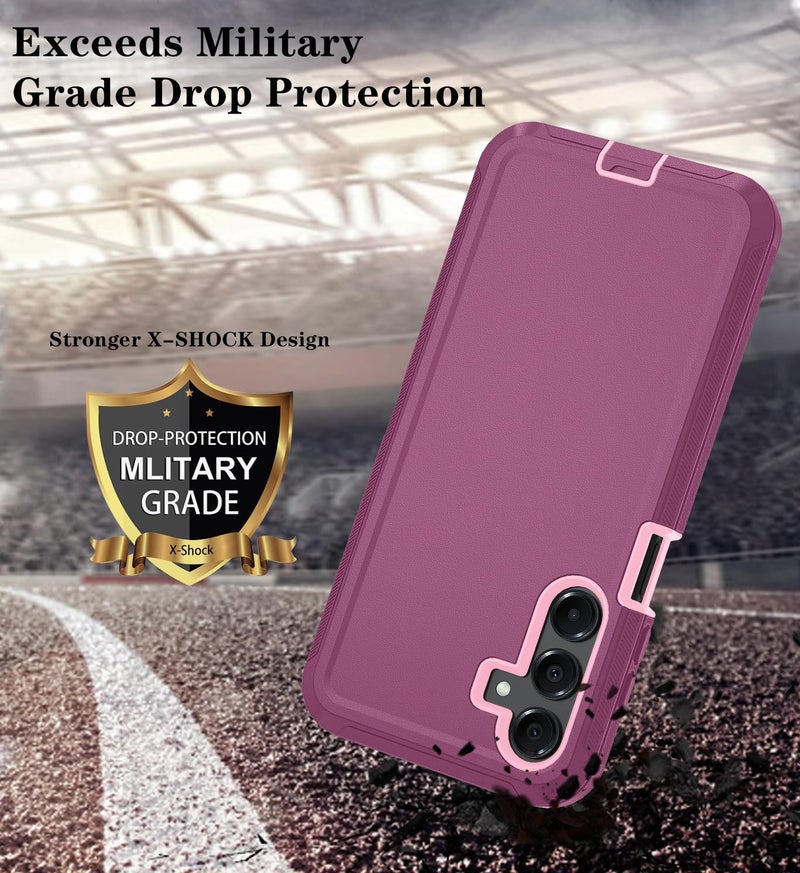 Qinmay Phone Case for Samsung Galaxy A16 5G Case with HD Screen Protector, Heavy Duty Shockproof & Dropproof 3-Layer Cover Phone Case for Galaxy A16,WineRedPink - Image 5