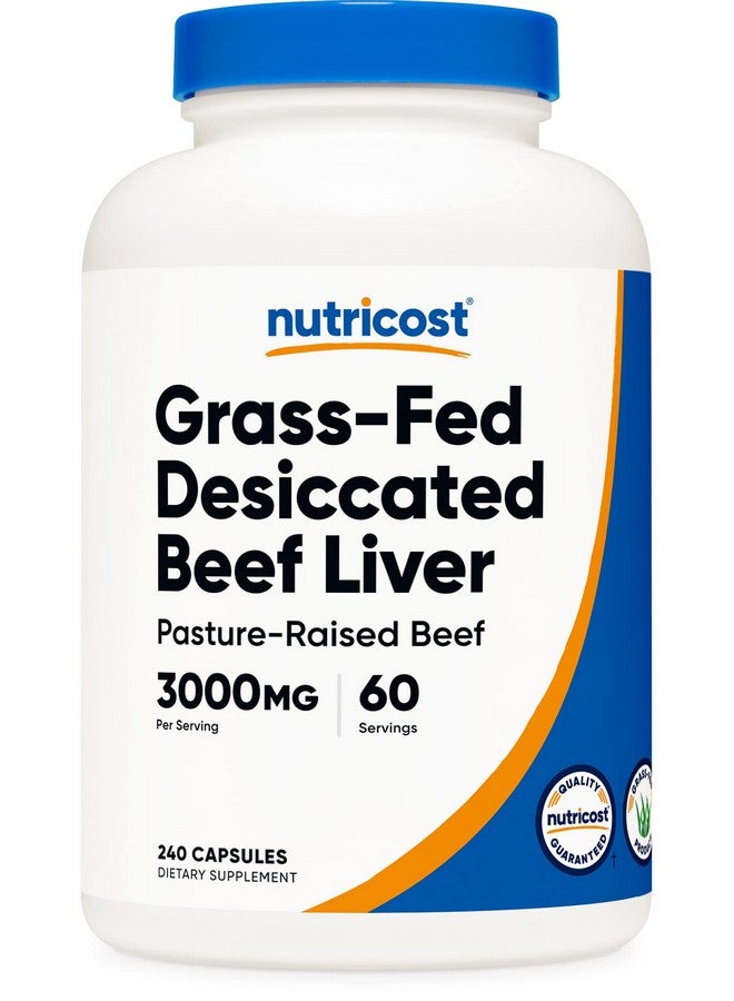 Nutricost Grass Fed Desiccated Beef Liver Capsules 3000Mg (750Mg Per Cap) No Hormones Non Gmo Gluten Free Pasture Raised Free Range Beef (240 Count (Pack Of 1)) - Image 1