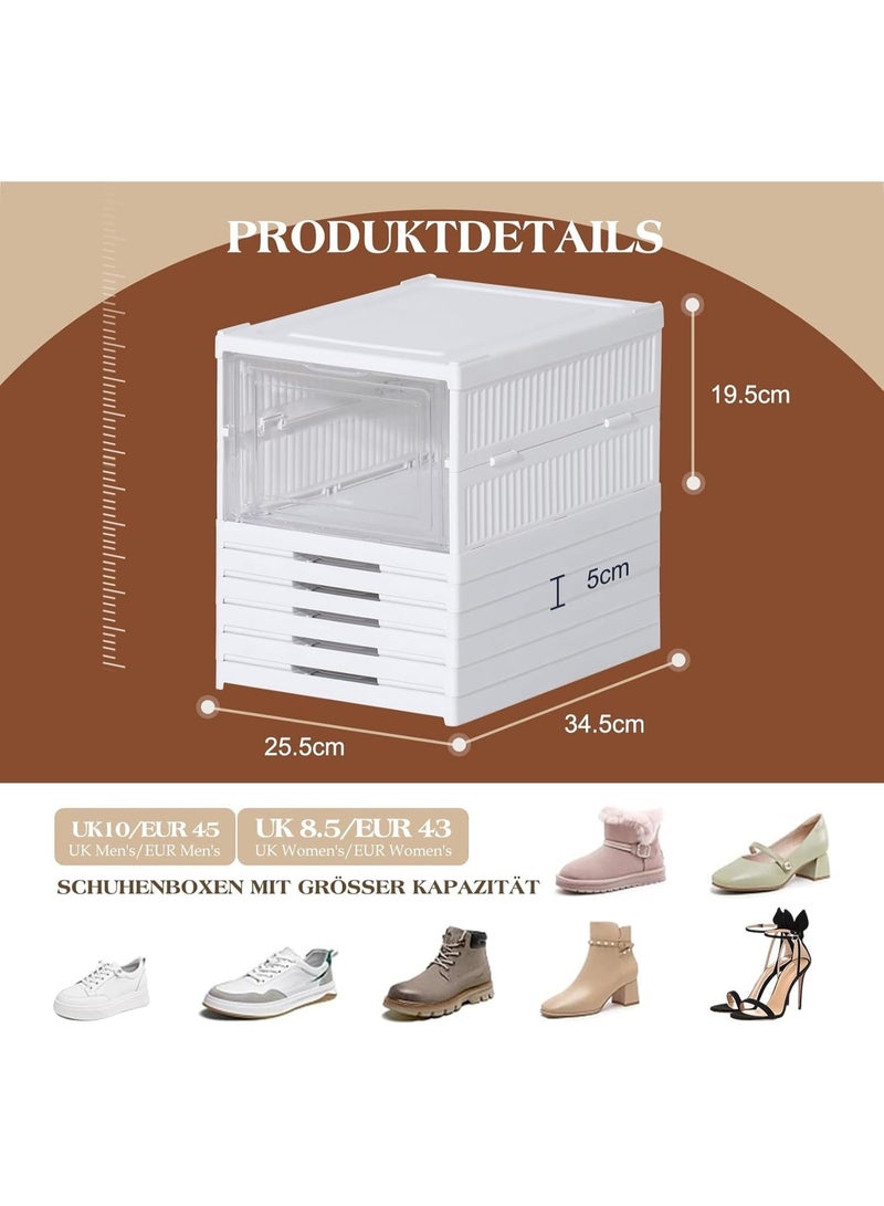 NAMA Shoe Boxes, Stackable, Transparent, Installation-Free, Pack of 6, Foldable Shoe Storage with Door for Cupboard, Wall, Trainers, High Heels, up to Size 45, White - Image 3
