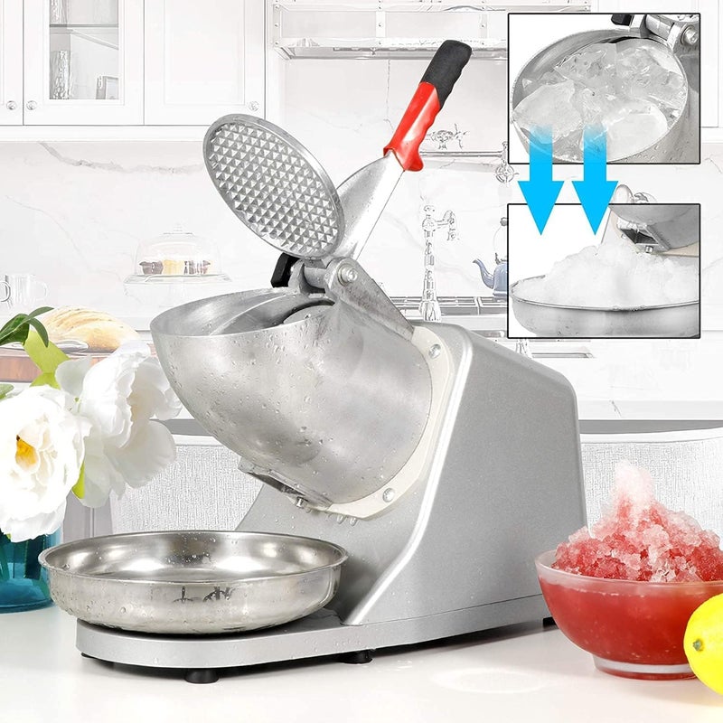 XENGVA XENGVA Ice Crusher Machine Electric Ice Shaver Prevent Splash Electric 3 Blades Snow Cone Maker Stainless Steel Ice HandCranked for Kitchen Gadgets Ice Blender  - Image 2