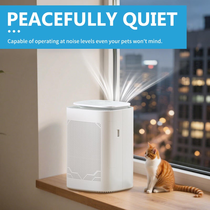 Hyintell Dehumidifier and Air Purifier Combo HEPA H13 Filter and Negative Air Ion Function,54oz(1600ML) Water Tank with Drain Hose,24hrs Auto-Off Timer,Idea for Bedroom,Bathroom(W) - Image 4