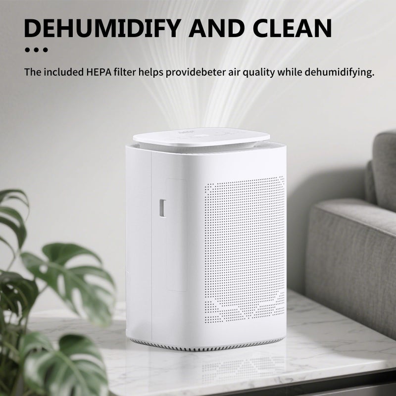 Hyintell Dehumidifier and Air Purifier Combo HEPA H13 Filter and Negative Air Ion Function,54oz(1600ML) Water Tank with Drain Hose,24hrs Auto-Off Timer,Idea for Bedroom,Bathroom(W) - Image 3