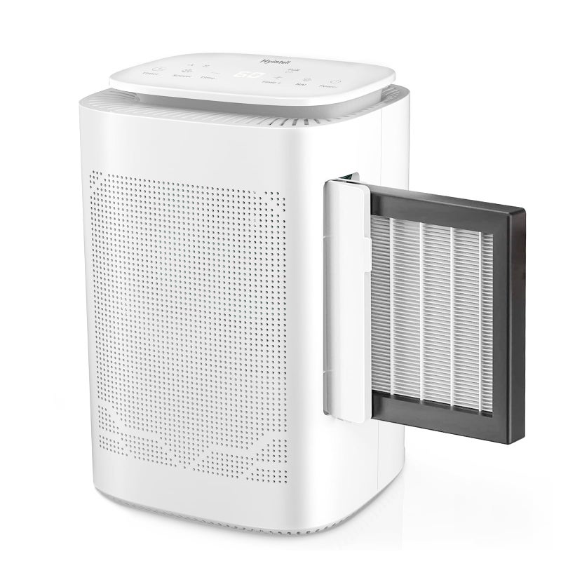 Hyintell Dehumidifier and Air Purifier Combo HEPA H13 Filter and Negative Air Ion Function,54oz(1600ML) Water Tank with Drain Hose,24hrs Auto-Off Timer,Idea for Bedroom,Bathroom(W) - Image 2