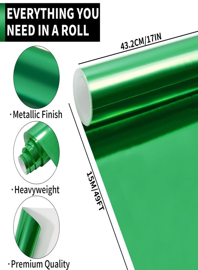 PENPRIS Green Metallic Wrapping Paper Roll- 17in X 49Ft Metal Wrapping Paper Roll for Gift Wrapping Solid Color Paper for Christmas,Birthday,Wedding,Baby Shower,St. Patrick's Day PAP12GN15 - Image 2