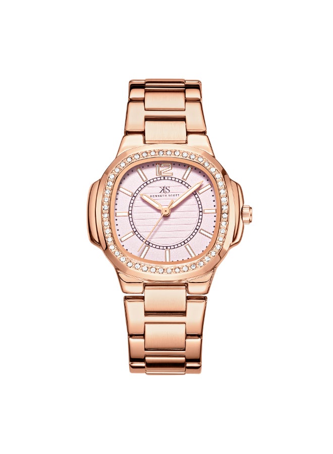 Kenneth Scott Women's Watch, Analog Display and Stainless Steel Strap - K24507-RBKP, Rose Gold - Image 1