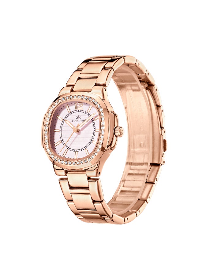 Kenneth Scott Women's Watch, Analog Display and Stainless Steel Strap - K24507-RBKP, Rose Gold - Image 2