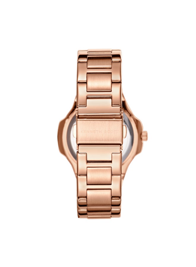 Kenneth Scott Women's Watch, Analog Display and Stainless Steel Strap - K24507-RBKP, Rose Gold - Image 3